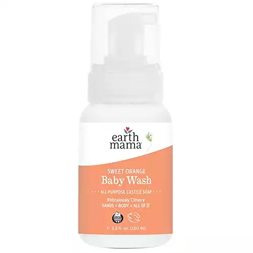 Sweet Orange Baby Wash by Earth Mama | Pure Castile Foaming Soap for Sensitive Skin