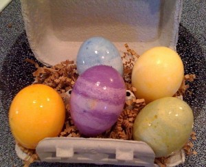 SafeMama's eco-eggs: The purple stripes were totally accidental - and look cool!