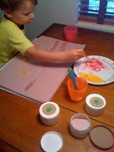 My son dabbling in the eco-arts