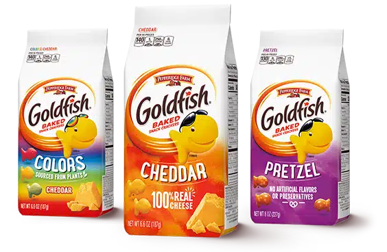 Goldfish Crackers Big Smiles with Cheddar, Colors, and Pretzel Crackers